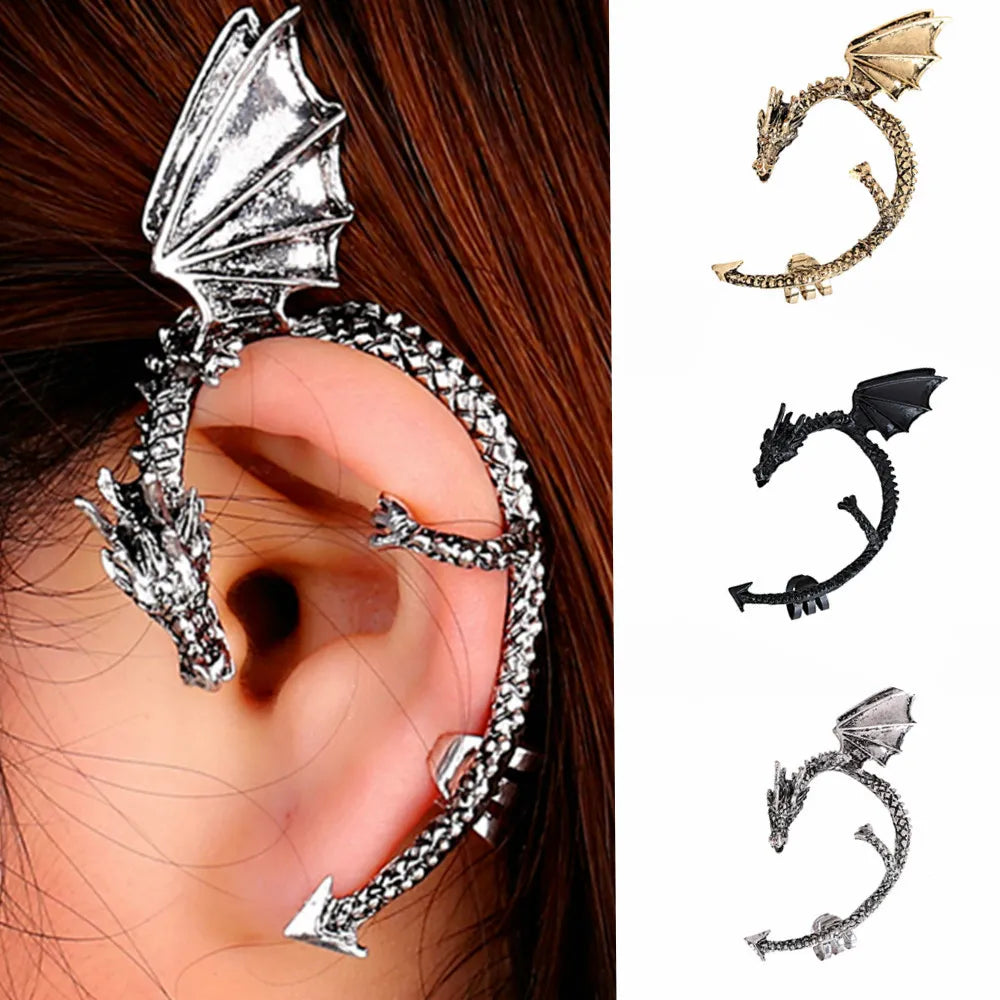 Dragon Ear Cuff – Vintage Gothic Punk Earring for Men & Women