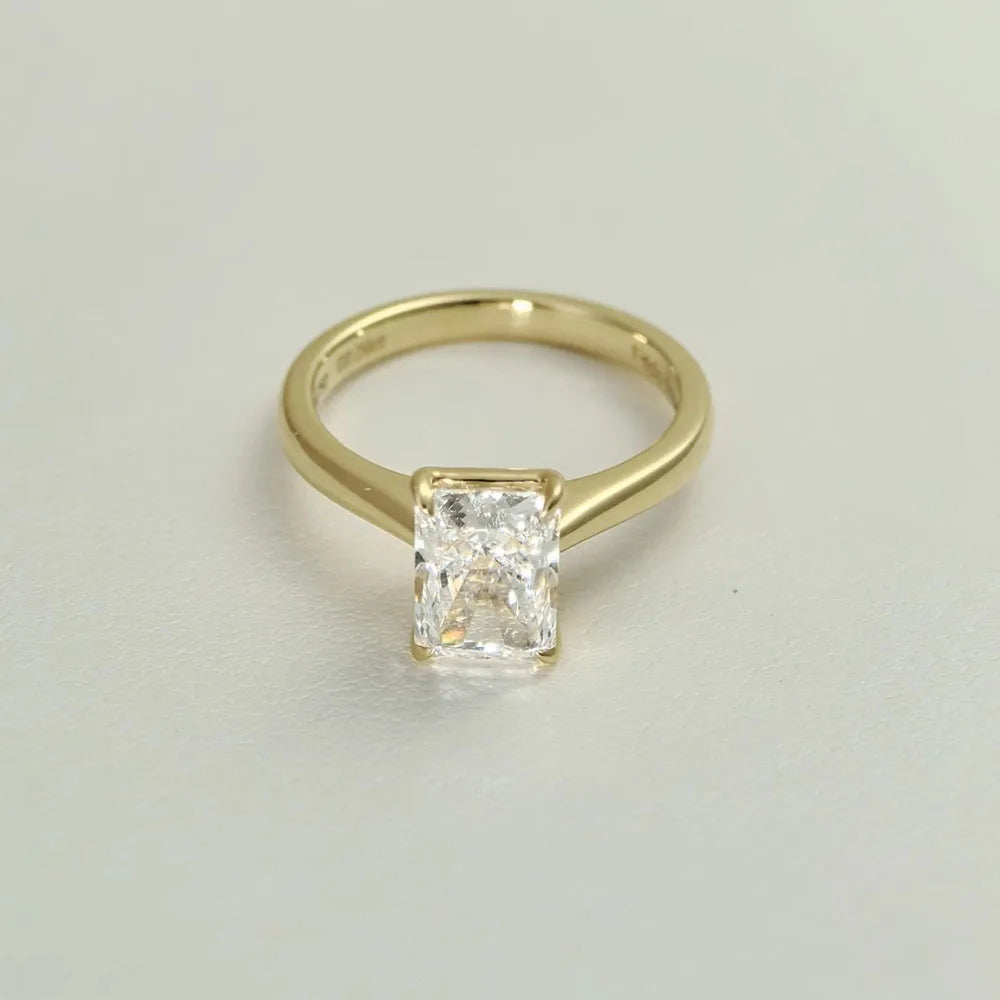 Radiant Cut Lab Grown Diamond Ring 1–5Ct D Color 14K Yellow Gold