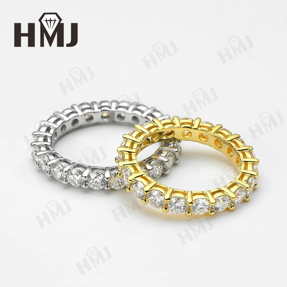 Lab Grown Diamond Eternity Engagement Ring 3mm Wedding Band 14K Gold / 925 Silver