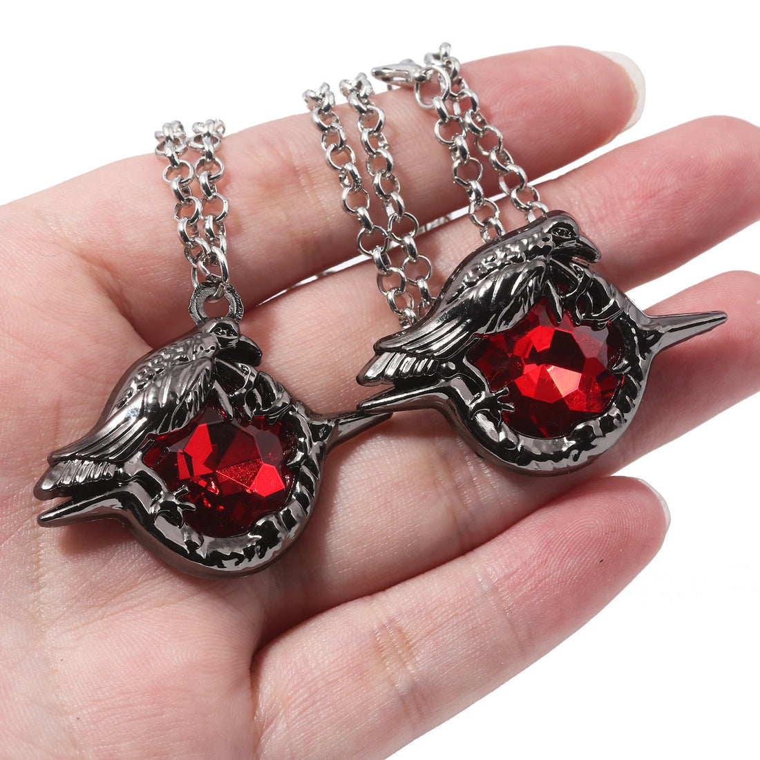 Love and Deepspace Sylus Brooch – Ruby Crow Cosplay Badge Necklace
