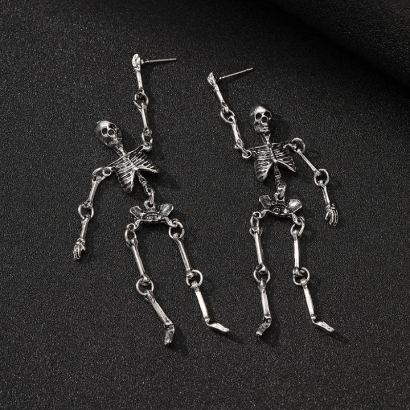 Halloween Skull Earrings – Silver & Bronze Skeleton Party Jewelry
