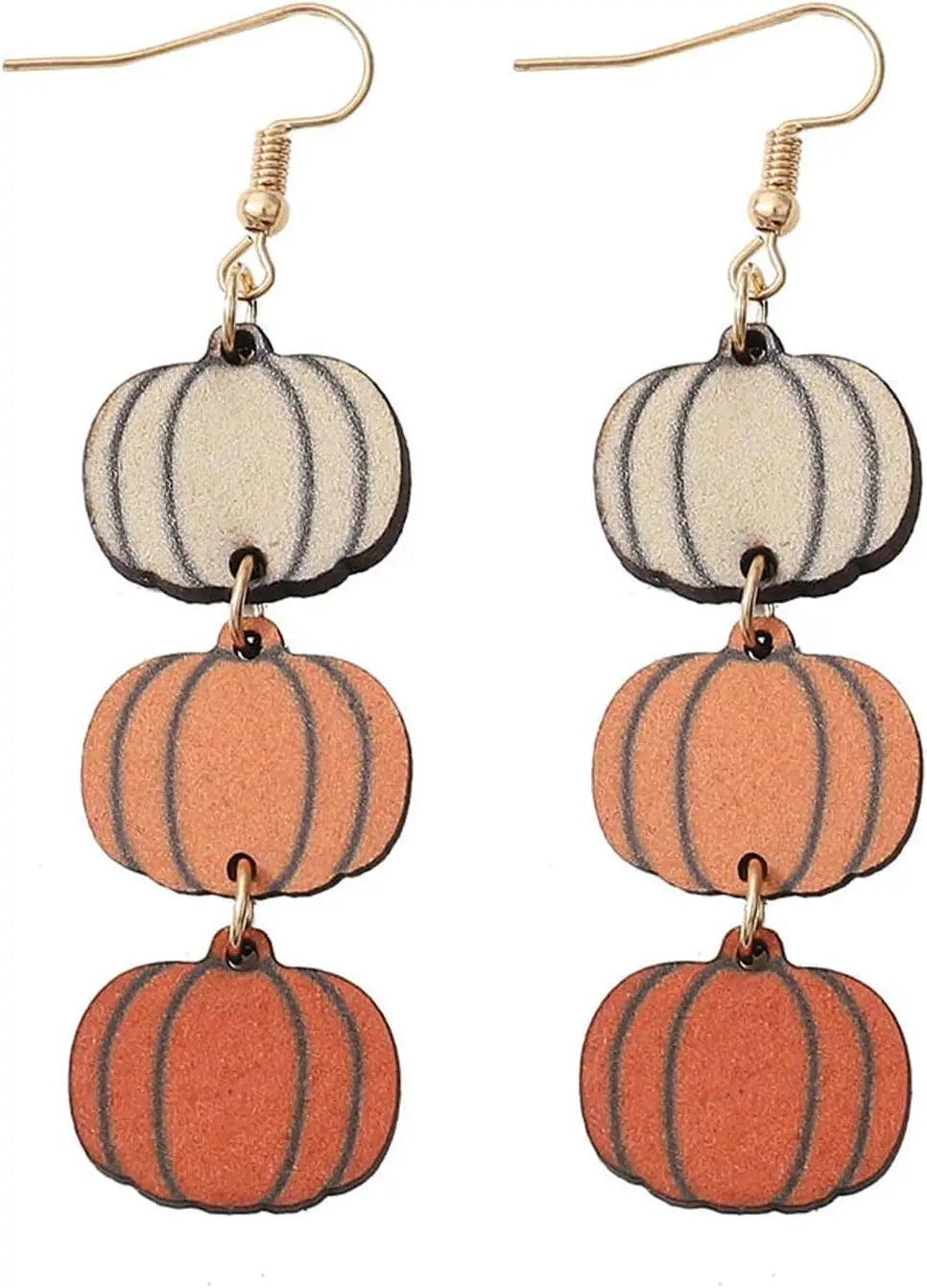 Cute Halloween Pumpkin Drop Earrings – Lightweight Wooden Dangles