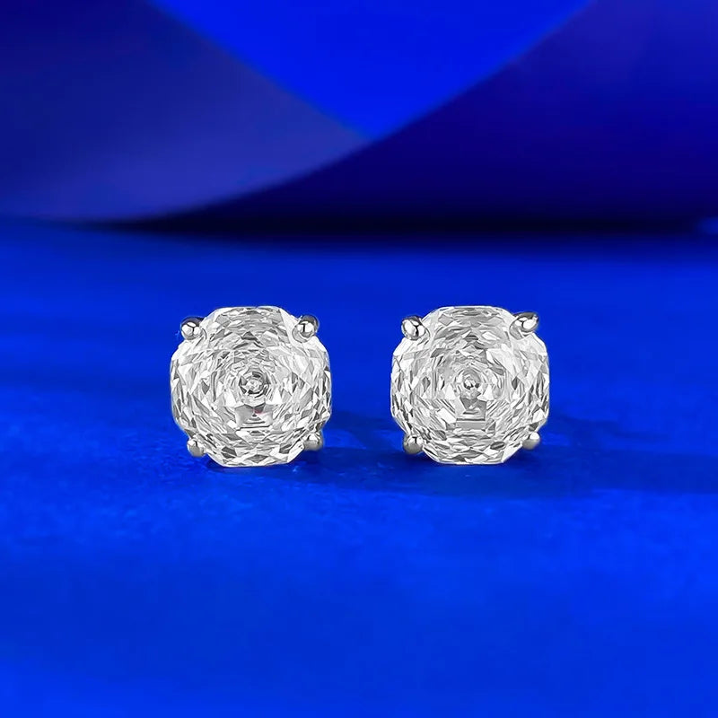 8mm Lab Diamond Stud Earrings 925 Sterling Silver Wedding Jewelry for Women