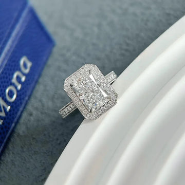 Radiant Lab Grown Diamond Ring 1–3Ct D Color 18K White Gold