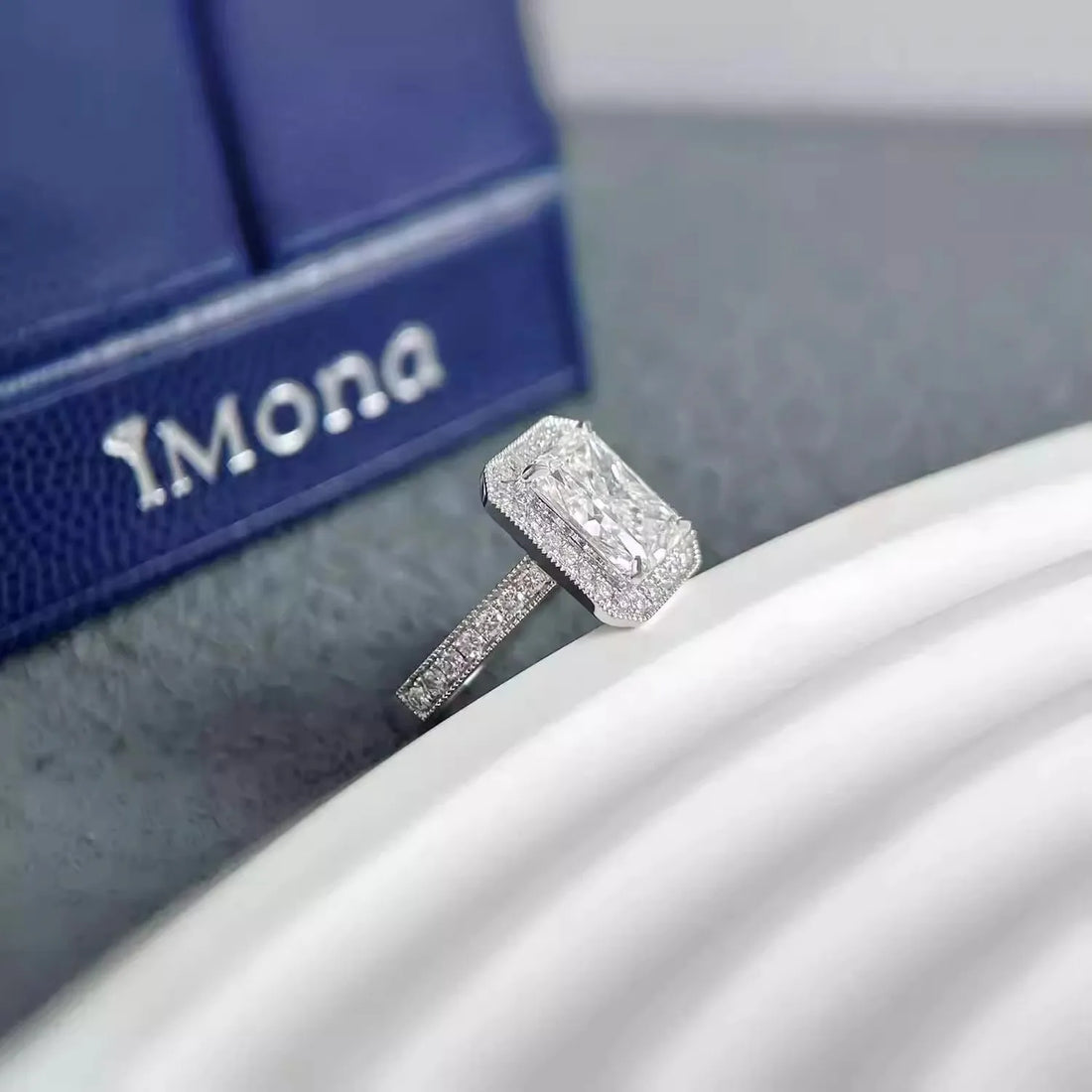 Radiant Lab Grown Diamond Ring 1–3Ct D Color 18K White Gold
