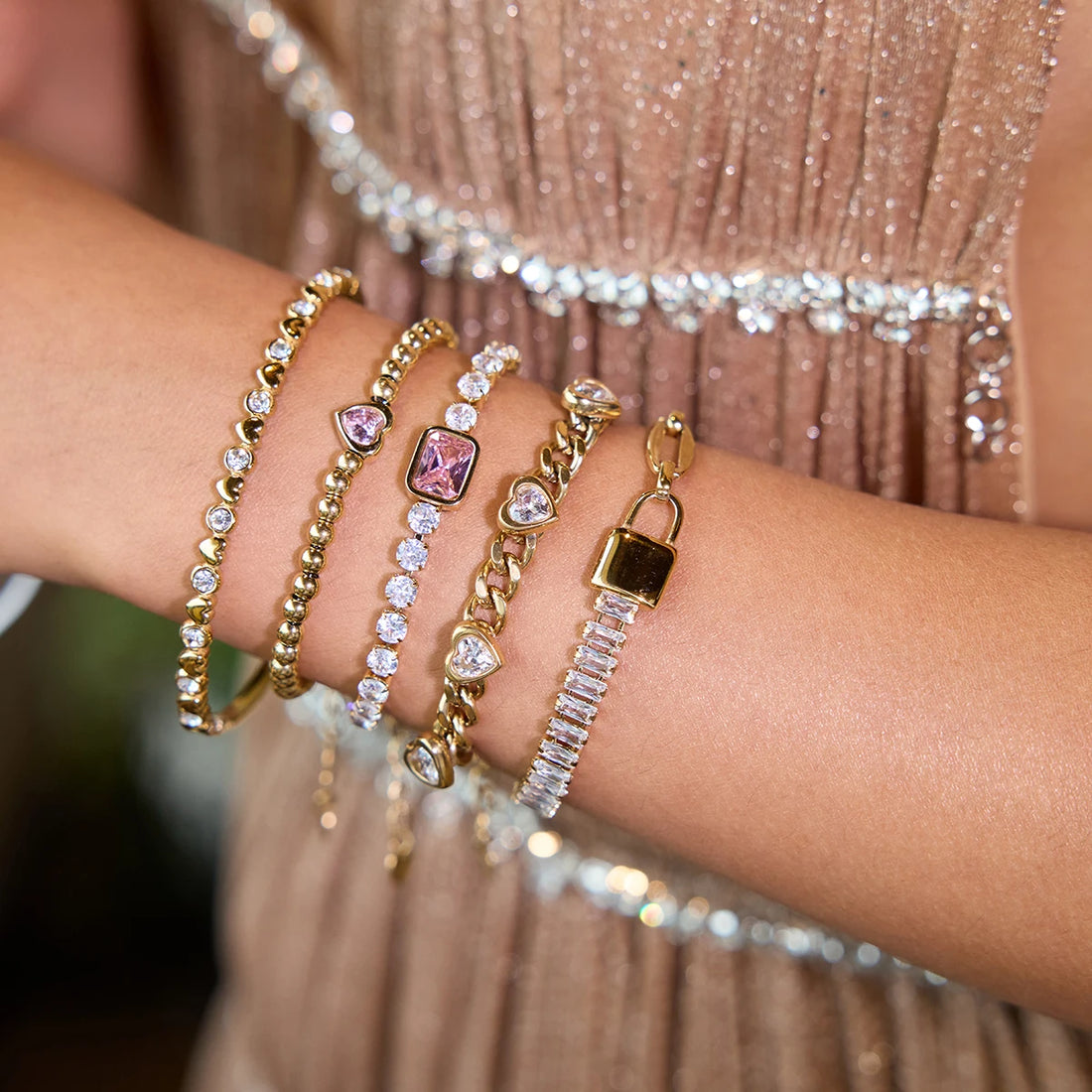 Zora Full Zircon Bracelet for Women 18K Gold Plated Stainless Steel