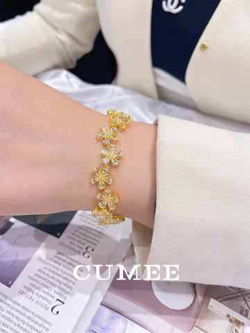 CUMEE Summer Flower Lemon Yellow Bracelet Gold-Plated Women’s Fine Jewelry