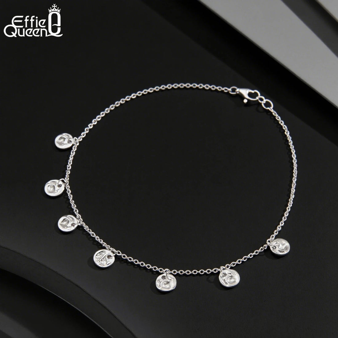 925 Sterling Silver Anklet with Round Disc Charm