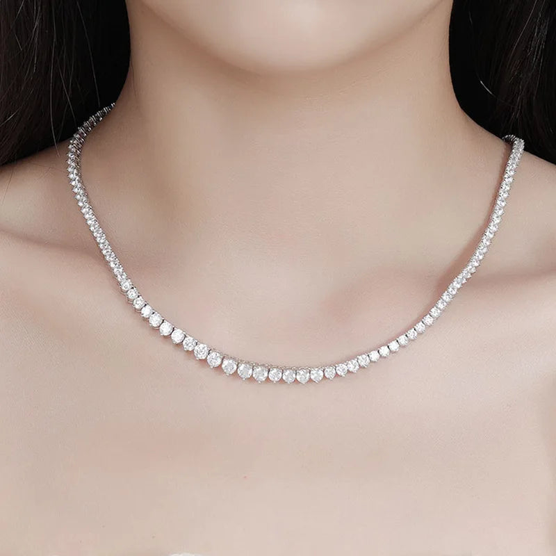 EWYA 0.4CT D Color Moissanite Tennis Necklace for Women 925 Silver GRA Certified