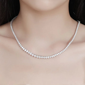 EWYA 0.4CT D Color Moissanite Tennis Necklace for Women 925 Silver GRA Certified