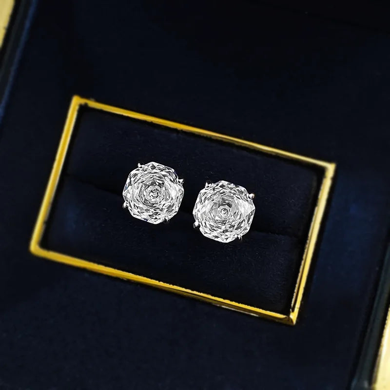 8mm Lab Diamond Stud Earrings 925 Sterling Silver Wedding Jewelry for Women