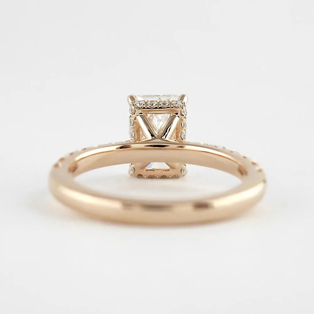 Radiant Lab Grown Diamond Ring 1–3Ct D Color 18K Rose Gold