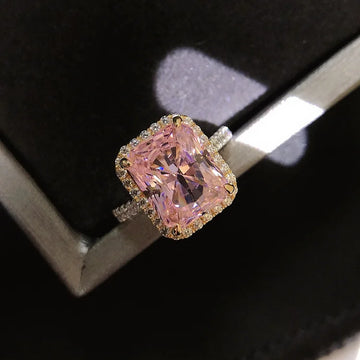 5 Carat Pink Diamond Ring PT950 Platinum Neon Pink with Diamond Inlay for Women