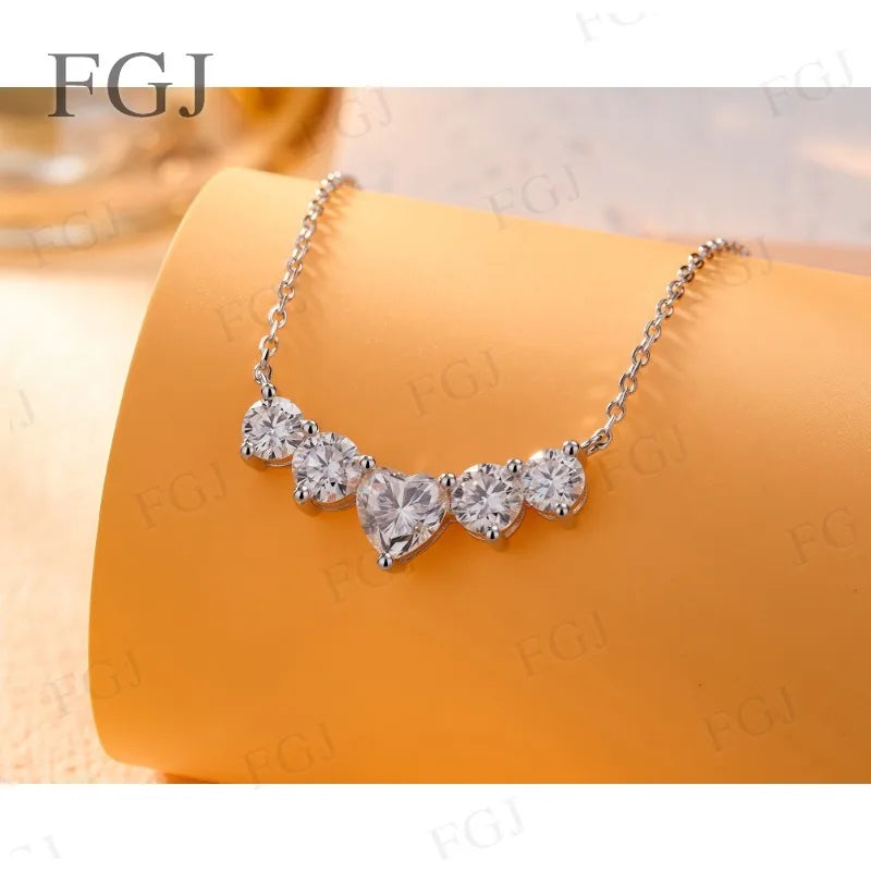 D Color VVS1 Moissanite Necklace 925 Sterling Silver Chain for Women Wedding Jewelry