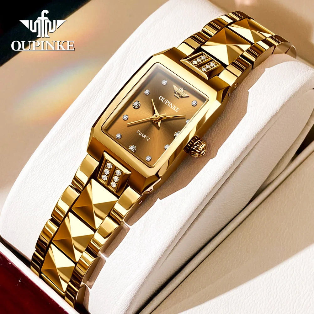 OUPINKE 3246 Women’s Luxury Quartz Watch Tungsten Steel Strap Deep Waterproof