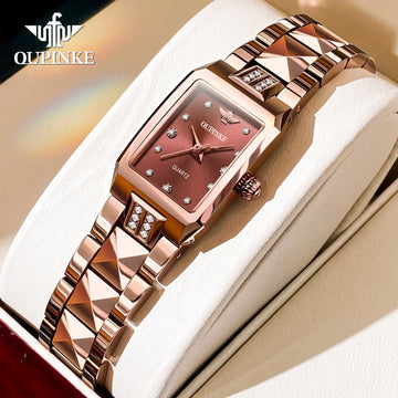 OUPINKE 3246 Women’s Luxury Quartz Watch Tungsten Steel Strap Deep Waterproof