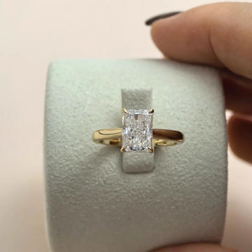 Radiant Cut Lab Grown Diamond Ring 1–5Ct D Color 14K Yellow Gold