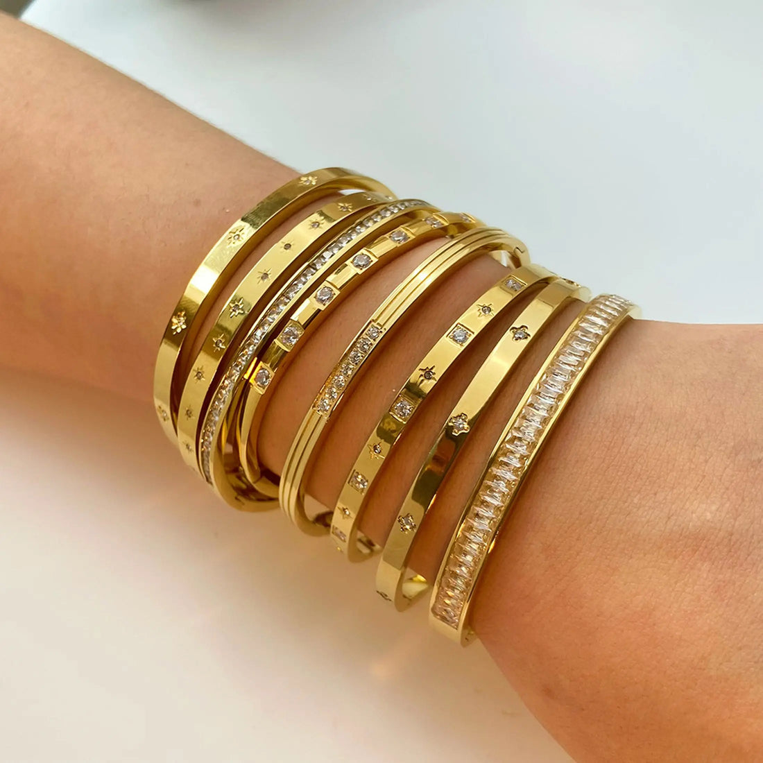 Fashion Green Zircon Stainless Steel Couple Bracelet Light Luxury Jewelry