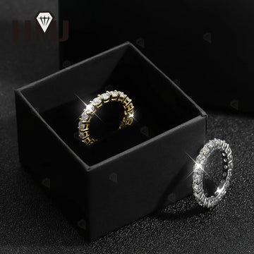 Lab Grown Diamond Eternity Engagement Ring 3mm Wedding Band 14K Gold / 925 Silver