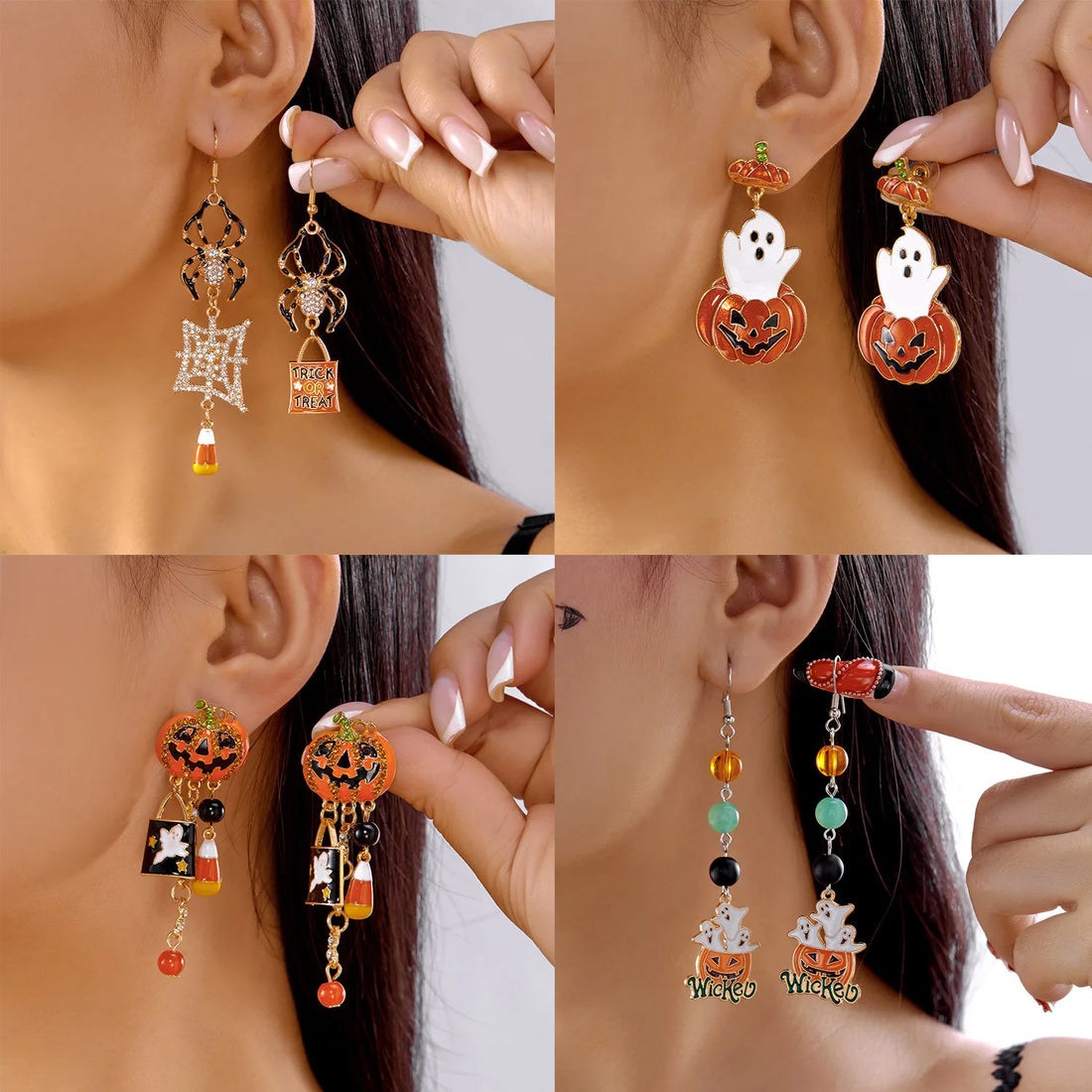 Cute Halloween Dangle Earrings – Pumpkin, Ghost & Spider Jewelry for Women