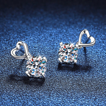 TEMGF S925 Sterling Silver 6.5mm Moissanite Stud Earrings with GRA Certificate 2CT Pair