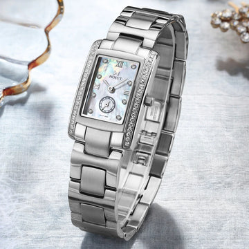 Women’s Classic Square Stainless Steel Waterproof Quartz Watch