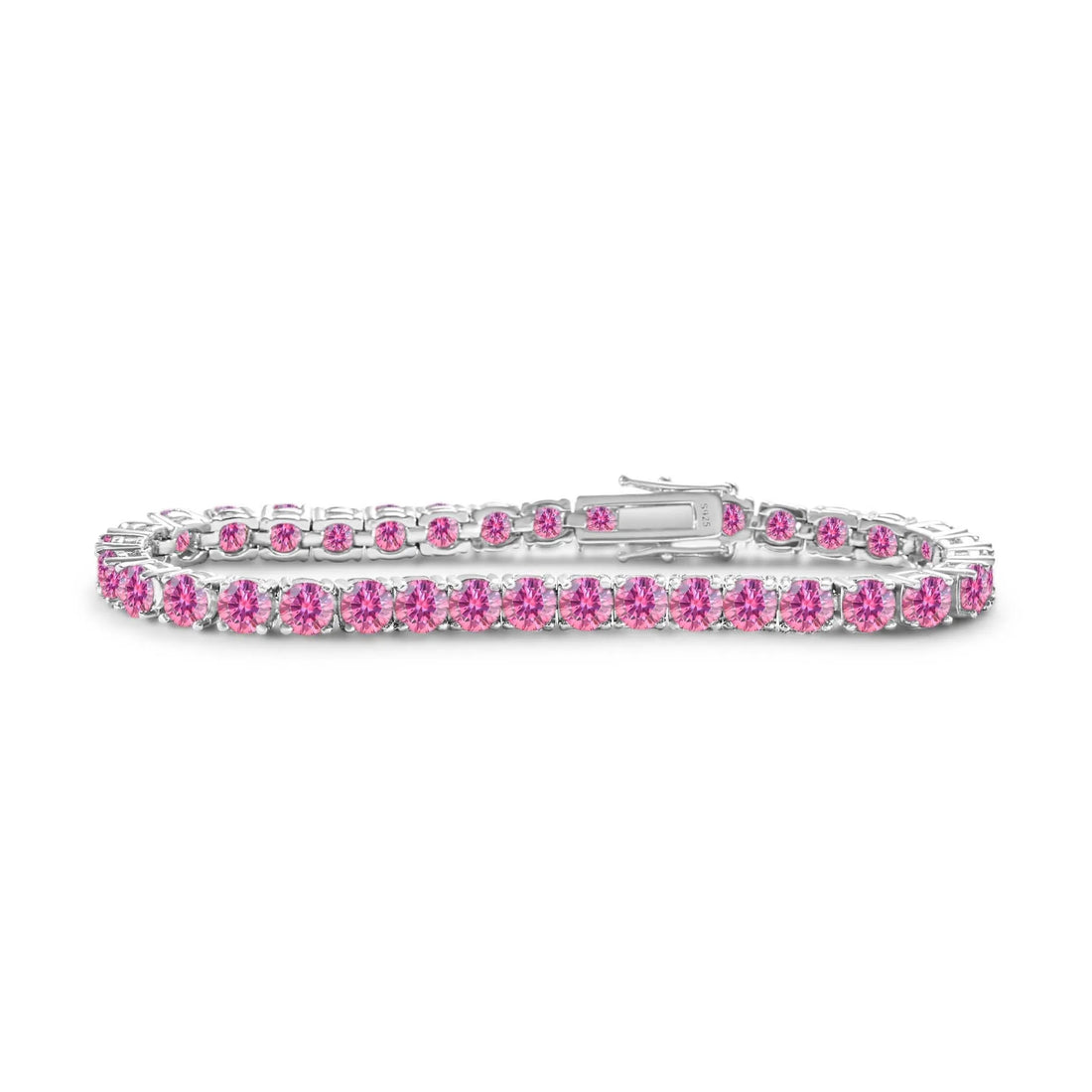 Pink Moissanite Bracelet 3mm/5mm 925 Sterling Silver Diamond Luxury Wedding Jewelry Gift