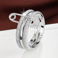 Lady Fashion Pin Connection Three Layers Design Ring for Women Gift Jewelry