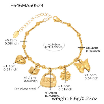 Trendy Moon Heart Stainless Steel Bracelet Bangle for Women Cute Luxury Charm Jewelry Wedding Banquet Gift