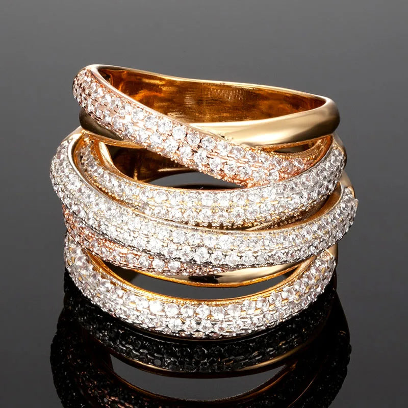 Jewelry Luxury Cross Geometry Cubic Ziron Engagement Dubai Naija Bridal Finger Rings Jewelry Copper Aneis Anel Bijoux