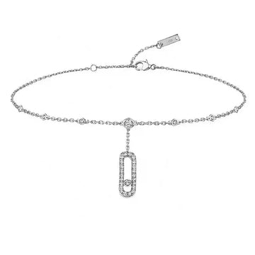 High Quality 925 Sterling Silver Sliding Zirconia Tassels Anklet for Women Luxury Fine Jewelry