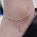 High Quality 925 Sterling Silver Sliding Zirconia Tassels Anklet for Women Luxury Fine Jewelry
