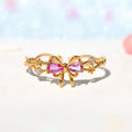Exquisite Pink Bow Ring, Female Gold Color Flower Shining Zircon Open Ring Birthday Party Jewelry Gift Accessories