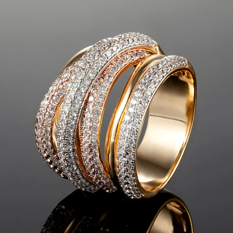 Jewelry Luxury Cross Geometry Cubic Ziron Engagement Dubai Naija Bridal Finger Rings Jewelry Copper Aneis Anel Bijoux