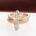 Lady Fashion Pin Connection Three Layers Design Ring for Women Gift Jewelry