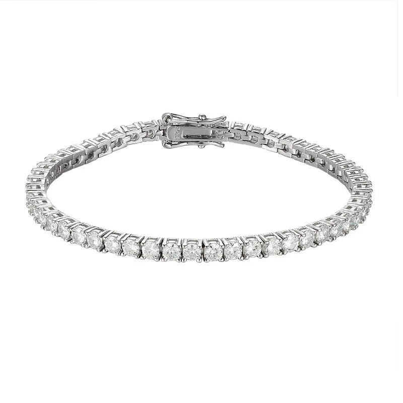 2Mm Moissanite Tennis Bracelet 925 Sterling Silver Plated White Gold Bracelet for Women Man Sparkling Party Jewelry